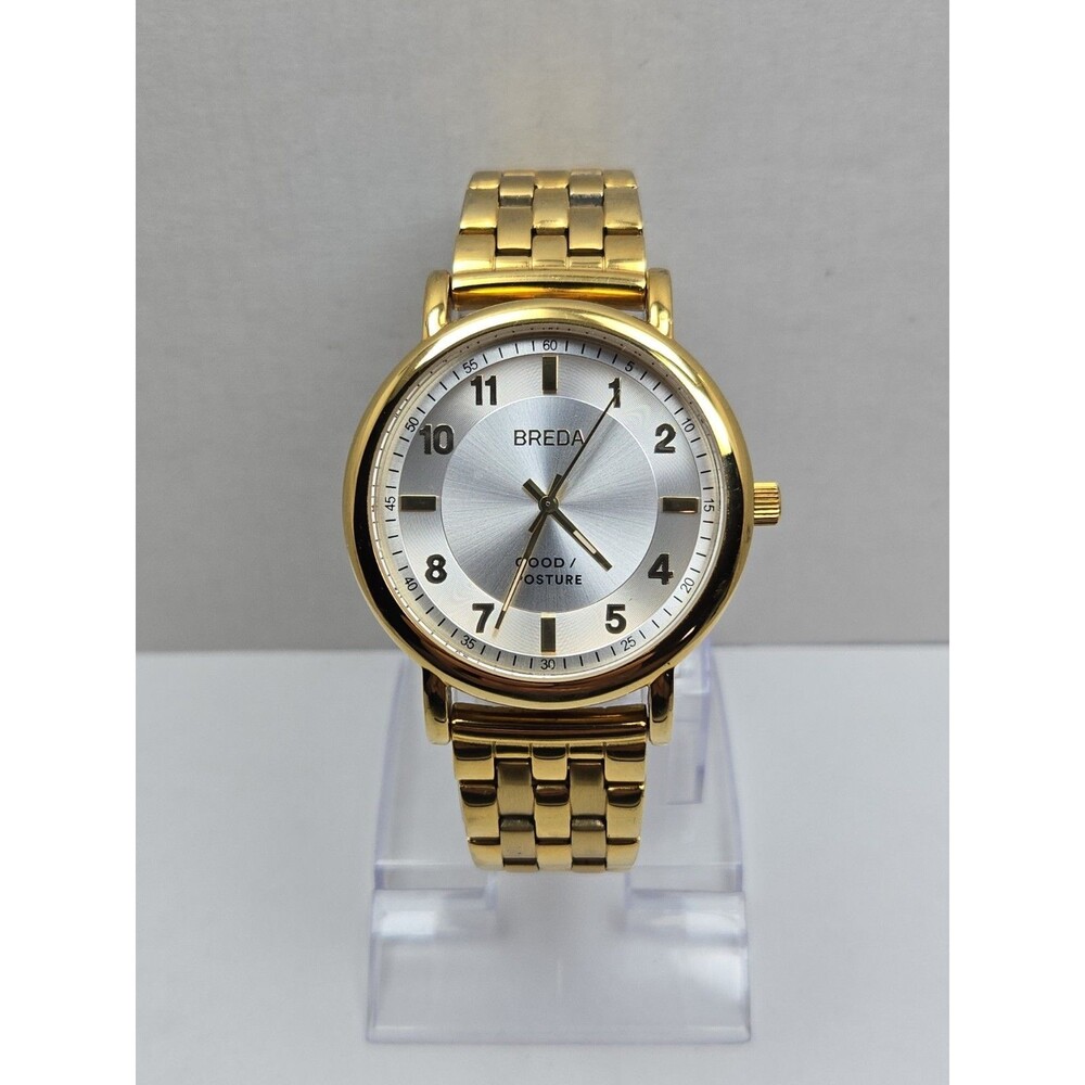 Breda Good Posture Blossom 18K Gold Plated Quartz Watch 41mm Mens New Battery